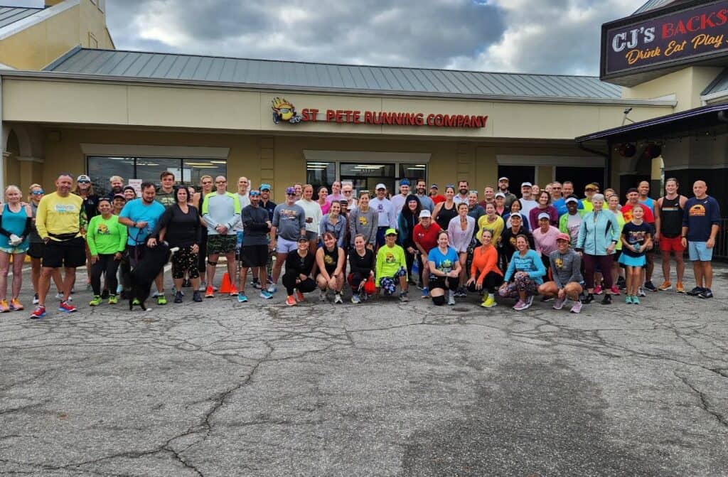 running group in front of store