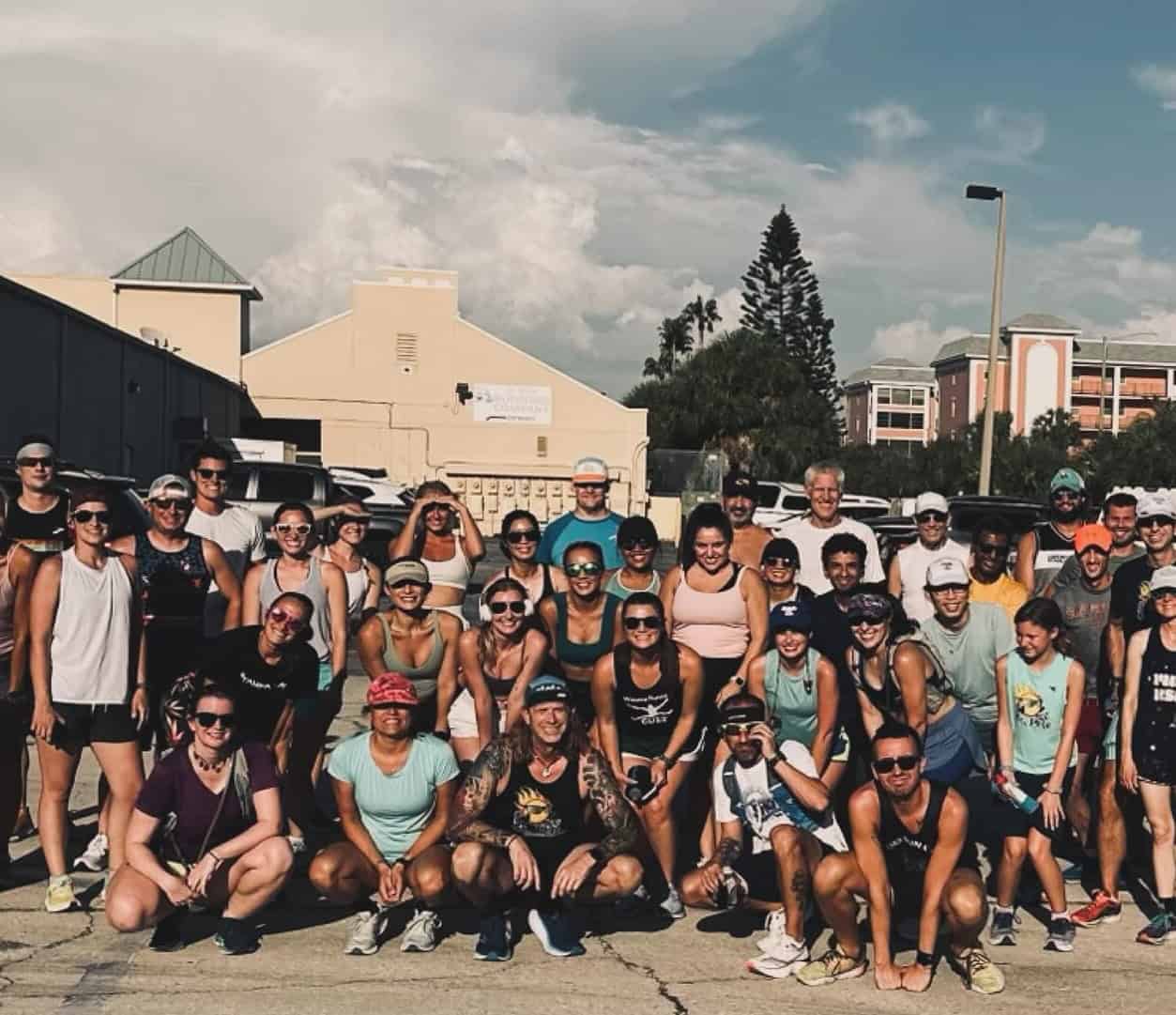 running group in front of store