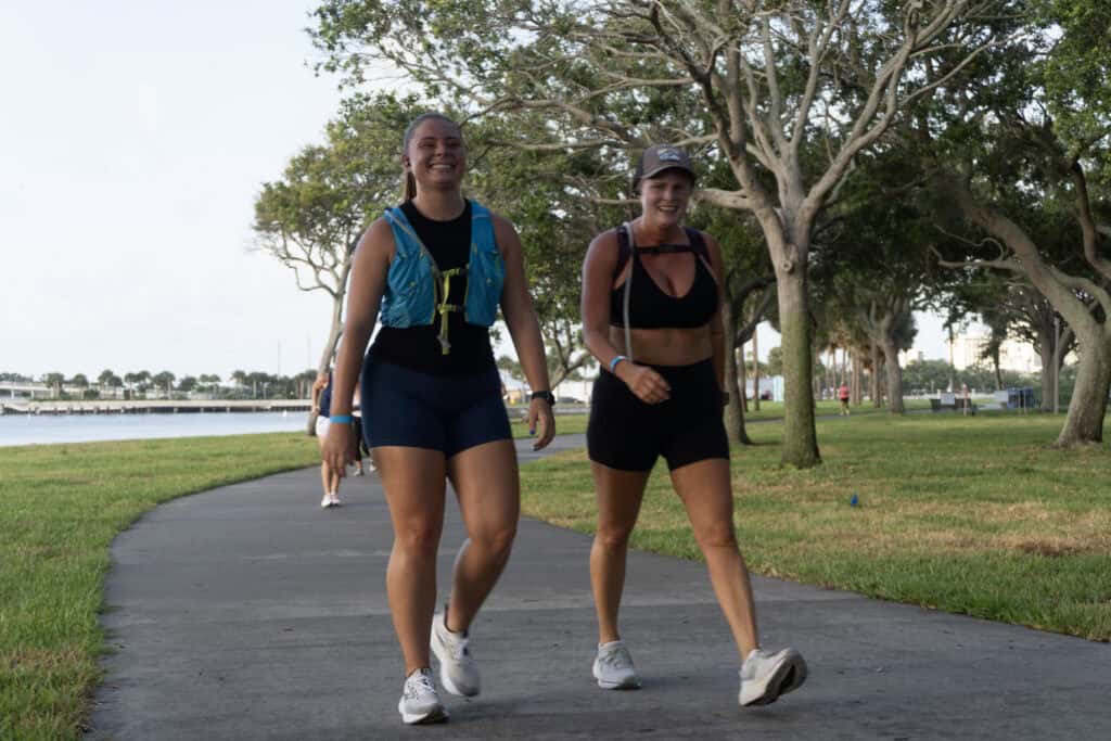 friends walking on the greenway