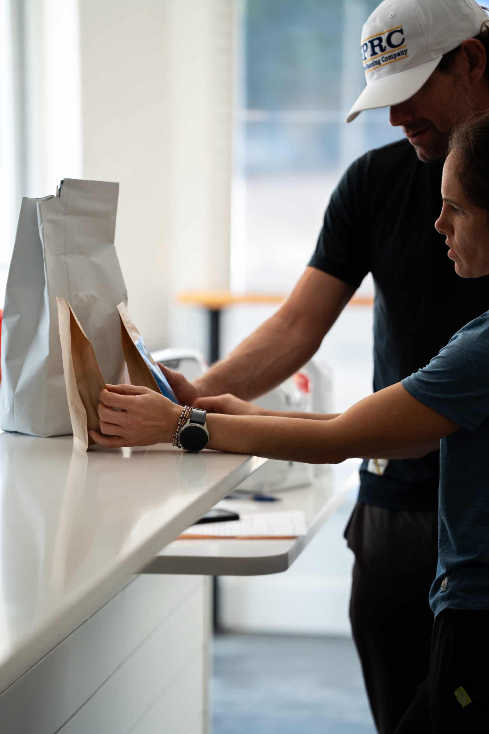 looking at coffee beans