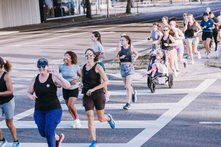 running group on the road